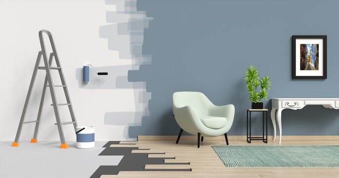 r&eacute;novation d'un appartement, avant / apr&egrave;s - rendu 3D	
