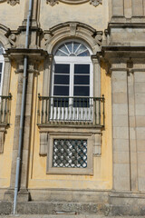 Architectural features of a historic building.. Royal Palace of La Granja de San Ildefonso, Spain