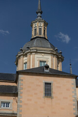 Fototapeta premium A historic building with a prominent dome.. Royal Palace of La Granja de San Ildefonso, Spain