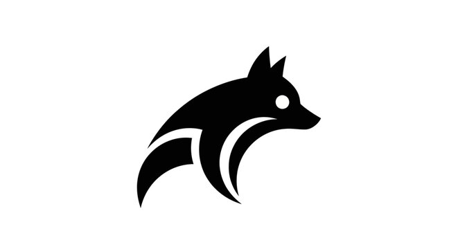 Stylized black fox silhouette on white