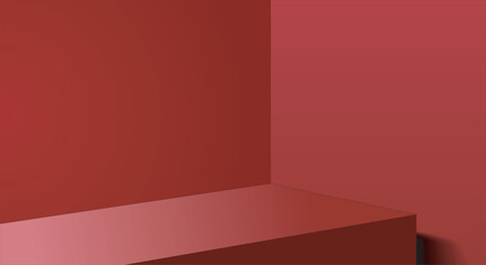 Obraz premium Minimalist red product display podium stage for presentation