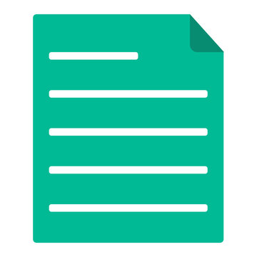 Green document icon with white lines and folded corner for file and content management