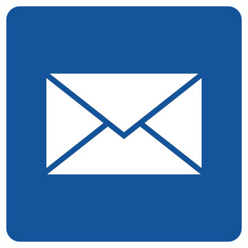 Email envelope vector icon. Flat editable EPS 10 mail message on blue square button