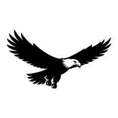 Obraz premium Bald Eagle Silhouette with Wings Spread | Eagle Logo Vector Illustration