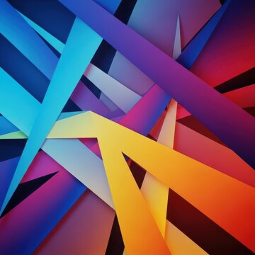 Dynamic composition featuring intersecting lines and angular forms creating a complex, non-objective geometric structure, curve, plane, dynamic