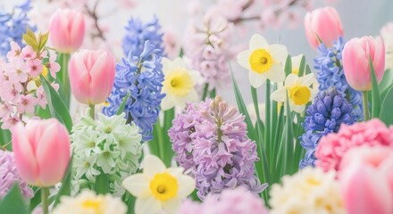 Vibrant Spring Floral Garden Blooms Beautifully.