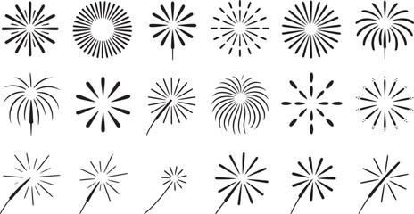 Obraz premium Black explosion burst shapes on white background