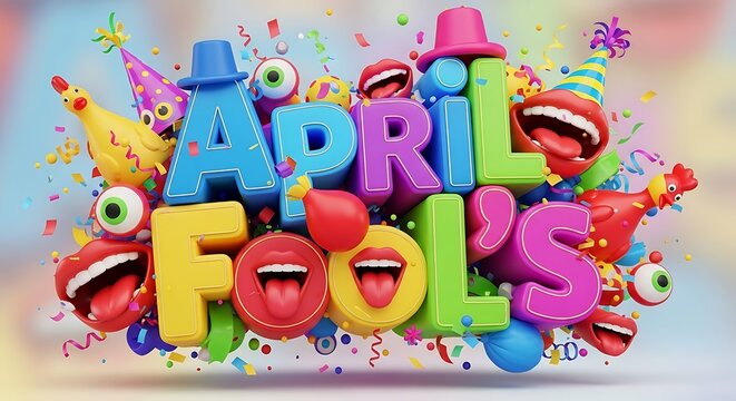 April fools day prankster fun colorful cartoon celebration