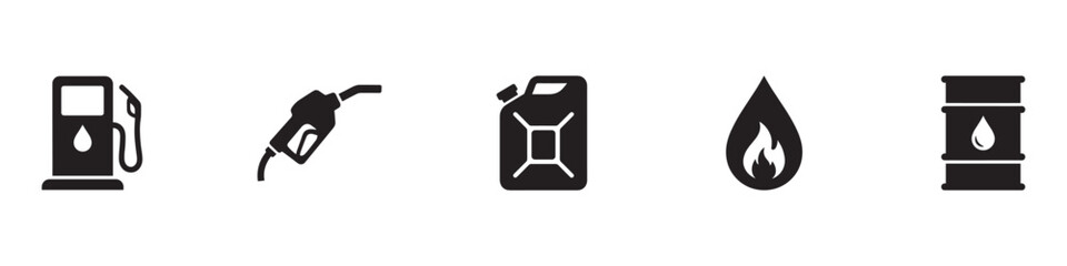 Car fuel vector icon set. Fuel icon set. Fuel canister icon. Gas station icons. Vector Illustration. EPS 10 © Jeremy_Show