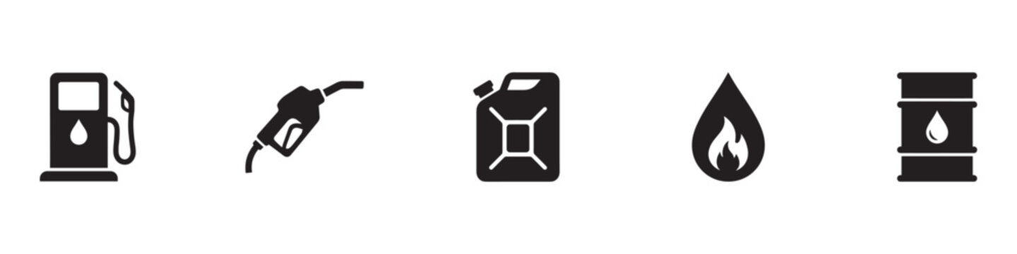 Car fuel vector icon set. Fuel icon set. Fuel canister icon. Gas station icons. Vector Illustration. EPS 10