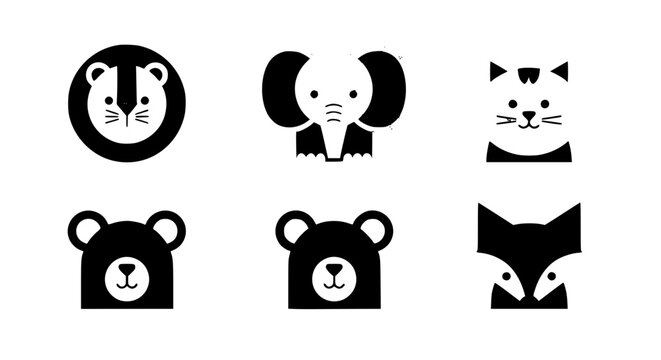 Geometric Cute Animal Elements &ndash; Minimal Vector Illustration Set EPS 10