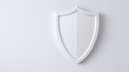 White shield protection security defense minimal clean wall safety concept symbol