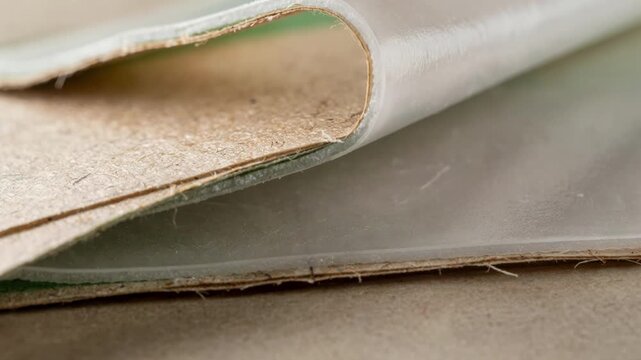Midrange view of biopolymer laminated paper featuring bioPE film showcasing renewable resource use in packaging with durable and ecoconscious design.