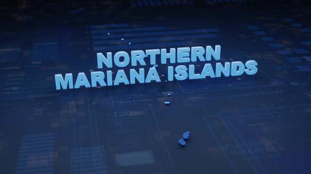 Northern Mariana Islands Map Futuristic Digital Background