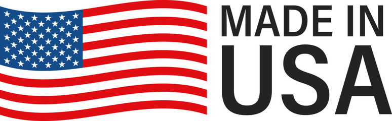 Fototapeta premium This graphic features the American flag alongside the text Made in USA, symbolizing national origin and patriotism