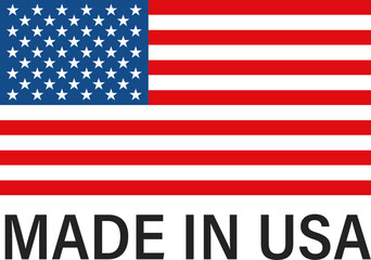 A clear graphic representation of the American flag with the text 'MADE IN USA' prominently displayed below it, symbolizing national origin and pride