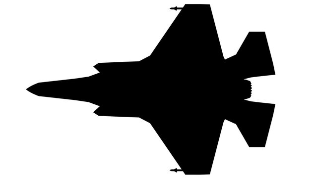 f 35 jet fighter silhouette isolated on transparent background