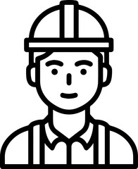Obraz premium Hand Drawn a man Construction Worker Black and White Avatar Illustration in Minimal Line Art Style Design
