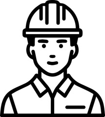 Obraz premium Hand Drawn a man Construction Worker Black and White Avatar Illustration in Minimal Line Art Style Design