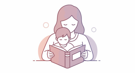 A mother and child are reading a book together, sharing a moment of quiet learning and bonding.