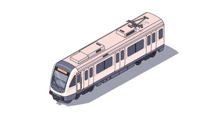 Isometric illustration of a modern light rail train isolated on white background © Kental