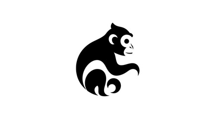 Stylized black monkey silhouette design © Masha