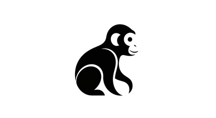 Stylized black monkey silhouette on white © Masha