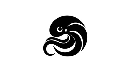 Stylized black octopus graphic on white © Masha