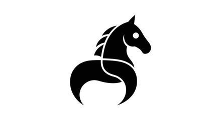 Obraz premium Stylized black horse silhouette on white