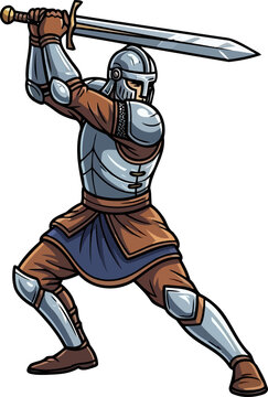 Armored knight swinging a massive two-handed broadsword in battle