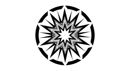 Fototapeta premium Abstract Starburst Mandala Black and White Graphic Design