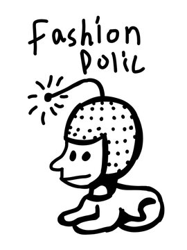 Edgy hand-drawn Fashion Polic character in surreal lo-fi style