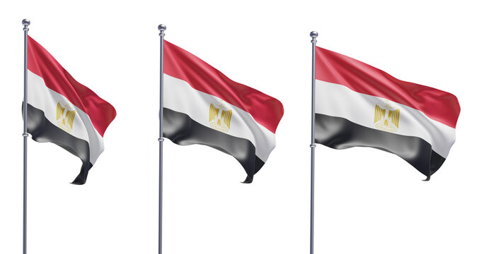 Egypt flag on transparent background, PNG transparent, isolated, 3d render flag