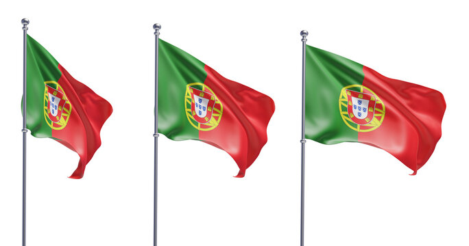 Portugal flag on transparent background, PNG transparent, isolated, 3d render flag