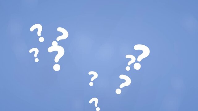 Animated Question Marks Floating Upwards on a Blue Textured Background Showing Inquiry Confusion Uncertainty and Problem Solving Concepts