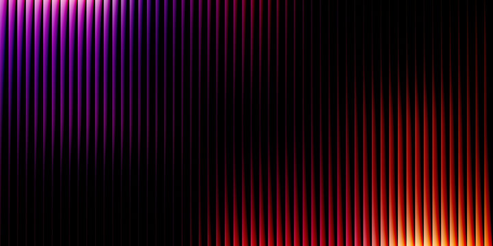 Abstract vertical stripes with vibrant purple and red gradients fading into black background lines
