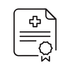 Obraz premium Professional Medical Certificate Document Line Icon Vector Illustration for Health Warranty and Records