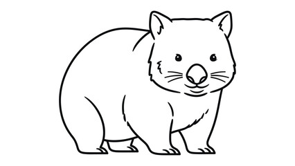 Obraz premium Cute Wombat Sketch: An adorable wombat in simple lines, inviting viewers to appreciate the charm of this unique marsupial. 