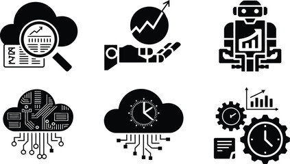 Artificial Intelligence, Cloud Computing, and Data Analytics Vector illustration