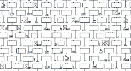 Obraz premium Seamless pattern of various line art billboards with blank spaces for advertising.
