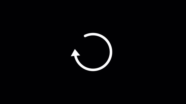 Abstract refresh button animation,  circle arrow, reload or rotation icon animated on transparent  background in 4K animation  with alpha channel 