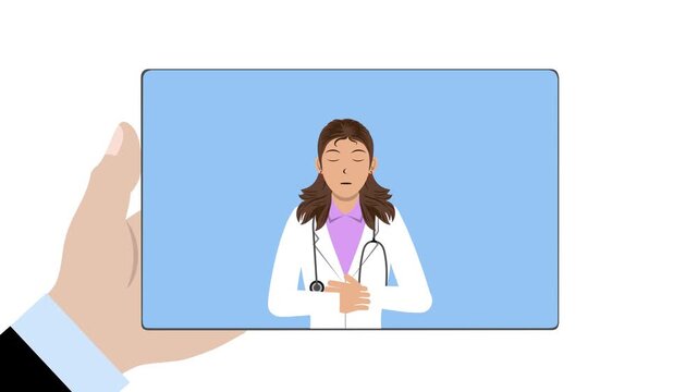 Tablet With Female Doctor Animation Video 4K suitable for your project needs