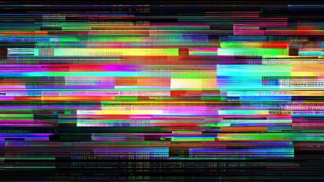 Vibrant Distorted Digital Glitch Art Animation.