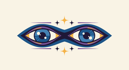 Stylized mystic eyes with stars and abstract elements.