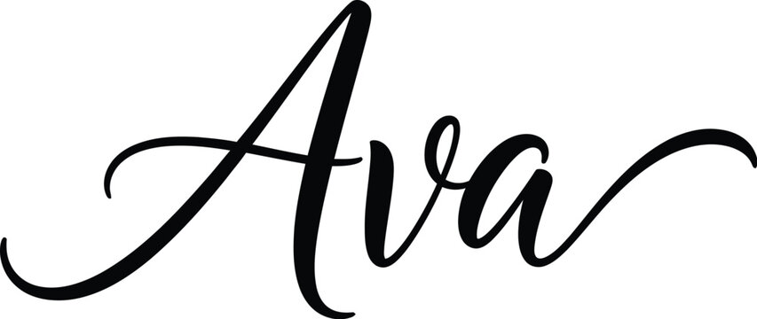 A beautiful black cursive script of the name Ava on a white background