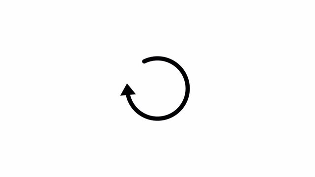 Abstract refresh button animation,  circle arrow, reload or rotation icon animated on transparent  background in 4K animation  with alpha channel 