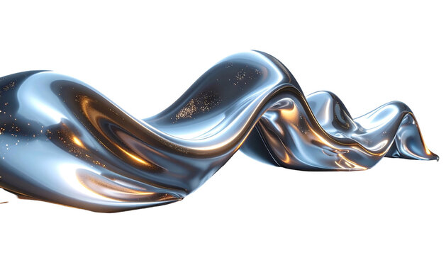 A smooth, fluid, metallic ribbon undulating across a black void, catching light