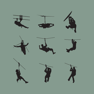 Zip Line Adventure Silhouettes Set