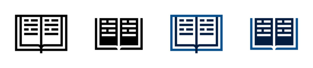 Conjunto de iconos de libro abierto. Lectura educativa, conocimiento académico, aprendizaje intelectual, estudio informativo, educación cultural. Ilustración vectorial © Alejandro