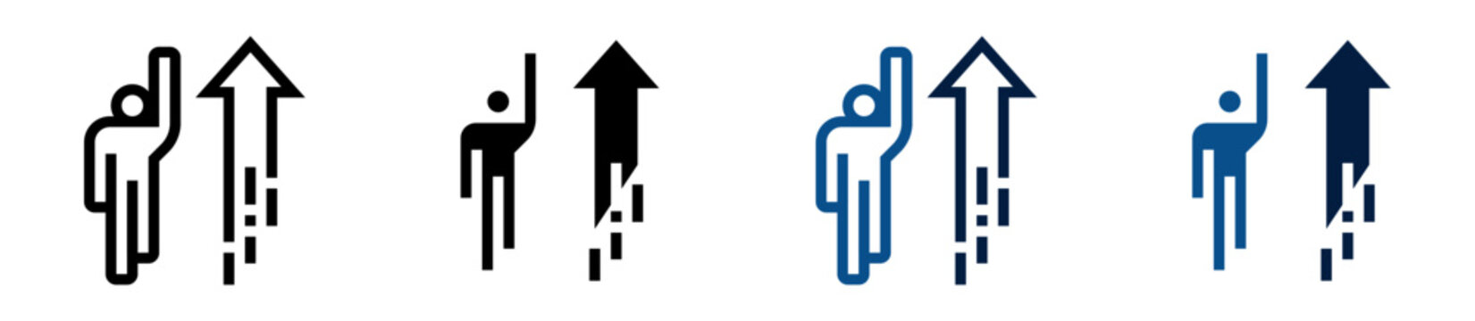 Conjunto de iconos de progreso personal. Desarrollo individual, crecimiento humano, superaci&oacute;n personal, avance profesional, mejora continua. Ilustraci&oacute;n vectorial